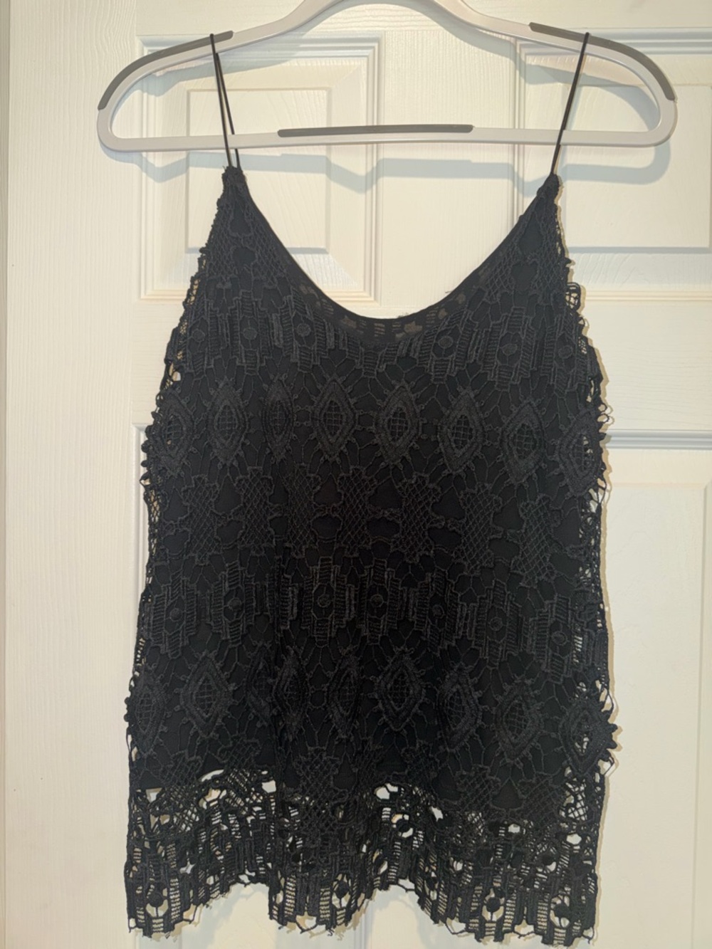 Zara Black Crochet Lace Spaghetti Strap Tank Top